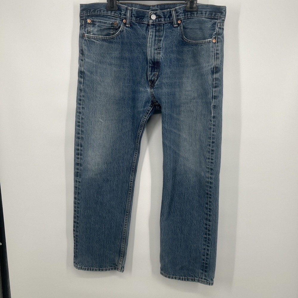 Levis Mens 505 Jeans 38x30 Straight Leg Regular Fit Stonewash Blue Denim